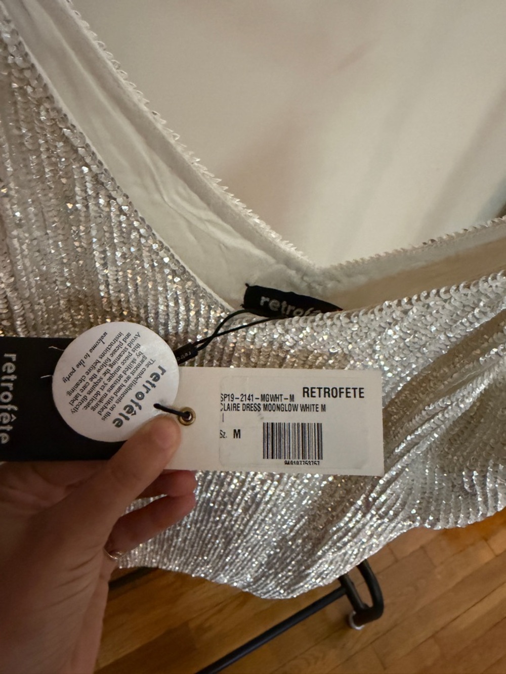 Retrofete Ivory Beaded Spaghetti-Strap Mini Dress - Picture 2 of 7